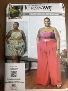 Know Me Sewing Pattern ME2028 Uncut Womens' Top Shorts & Pants Sizes 16W~26W - Picture 1 of 3