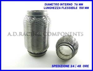 Tubo Flessibile marmitta per auto gas 76 scarico acciaio inox giunto universale - Imagen 1 de 4