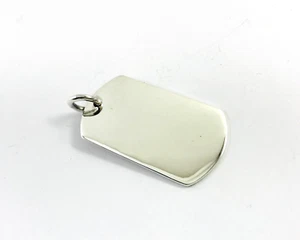 Plain 925 Sterling Silver  Dog Tag Pendant Top. 1.7" x 1", 12 grams - Picture 1 of 7