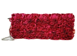 THE LIMITED Pink Floral Dress Clutch Purse with Silver Chain Carry Strap, New - Picture 1 of 3