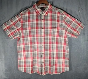 Woolrich Shirt Mens Extra Large Button Up Multicolor Plaid Short Sleeves Pocket - Picture 1 of 8