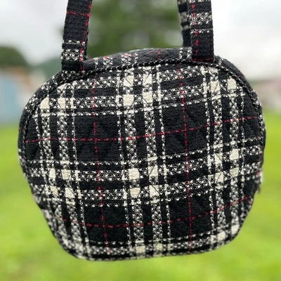 Vera Bradley Tweed Cantimplora Bolso Cartera a Cuadros Negro Blanco Rojo Y2K NUEVO Foto 1 de 4