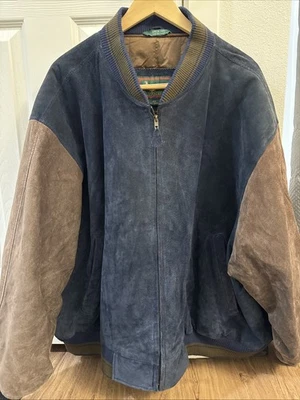 Vintage Field and Stream Bomber Jacket Men’s 4X Brown & Blue Full Zip W/ Pockets - Image 1 of 4