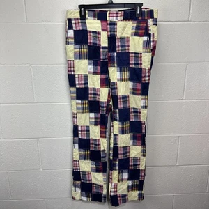 Vintage India Madras Pants 34x32 Plaid Straight Trouser Golf Patchwork Loud - Picture 1 of 17