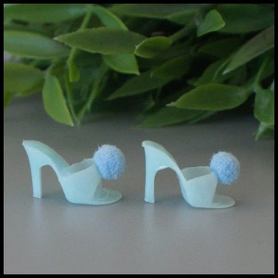 🌸Tacones Barbie AZUL CLARO OT con pompón azul vintage años 60 Japón *Perfectos🌸 Foto 1 de 4