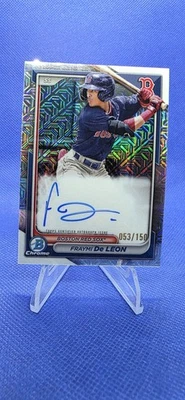 2024 Bowman Chrome Fraymi De Leon Prospect mojo Auto HTA Refractor # 53/150 - Image 1 of 4