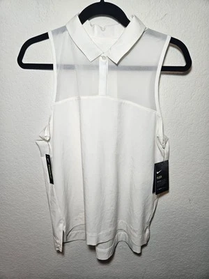 Camisa polo de golf para mujer Nike sin mangas crema/blanca #AV3672-133 talla mediana nueva con etiquetas Foto 1 de 4