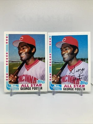 1982 Topps GEORGE FOSTER Missing Signature Error & Corrected Cards #342 Reds - Image 1 of 2