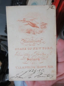 Biglietto lezione medica 1824 NY Valentine Mott MD chirurgia NY State University - Foto 1 di 3