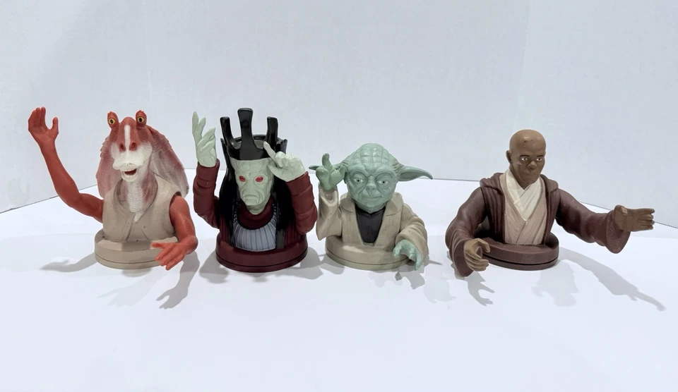 Taco Bell Star Wars Cup Toppers Phantom Menace Set de 4 Toppers. Foto 1 de 4