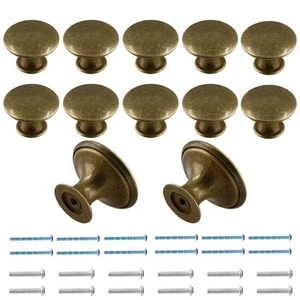 12 Pcs Brass Cabinet Knobs Metal Drawer Knobs round Dresser Handle Knobs - Picture 1 of 7