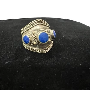 VINTAGE Navajo LAPISLAZULI Ring Sterlingsilber ovaler Stein verstellbar - Bild 1 von 5