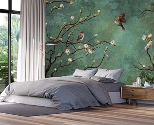 Fototapete - 3D Tapete Dekoration mit Blumen und Vögeln - 103" x 69" (nicht... - Bild 1 von 6