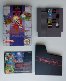 Super Mario Bros Tetris Nintendo World Cup 3 in 1 NES cartucho super PAL B CIB