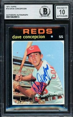 Dave Concepcion Signed 1971 Topps RC 14 Reds Auto GM 10 Beckett #18629913 - Image 1 of 2