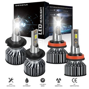 4x Combo H7 H11 LED Headlight Bulbs Super Bright White High Low Beam Kit 6000K - Picture 1 of 13