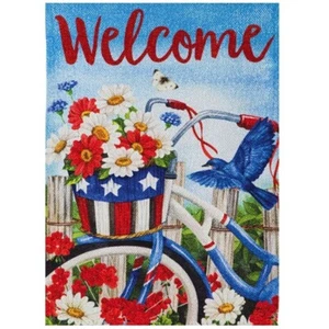 Evergreen Decorative House Flag 29"X43" WELCOME 4th of July Patriotic Summer NEW - Picture 1 of 4