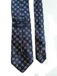 Burberry London Men's Silk Necktie Black Geometric Prints 59" Long - Picture 1 of 5