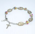Bracelet Sainte Thérèse en argent sterling 8 mm perles de rose fabriqué aux États-Unis, boîte cadeau velours