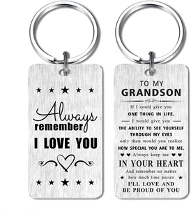 Grandson Gift - Birthday Christmas Keychain Proud of Him Valentines Father'S Day - Picture 1 of 12
