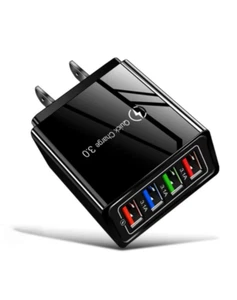 USB Wall Charger Plug Block Cube 4 Port Portable Quick Charger - Picture 1 of 6