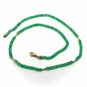 Collar Oro Amarillo, 18K, Cuentas Facetadas Ágata Verde Y Tubos Ingeniado, 44 CM - Imagen 1 de 8
