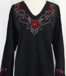 Plus 1X 2X oder 3X Strass Urlaub Weihnachten rote Blume Weihnachtsstern Ausschnitt - Bild 1 von 3