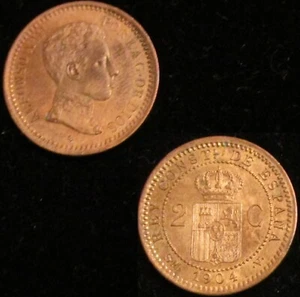 ESPAÑA, 699-ALFONSO XIII, 2 CÉNTIMOS 1904*04, MADRID SMV, SIN CIRCULAR. - Imagen 1 de 1