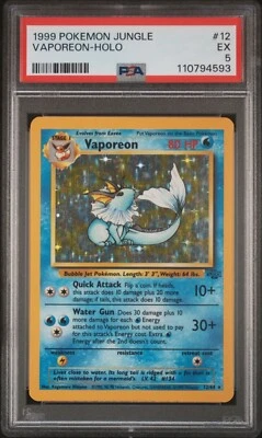 Vaporeon - Holo - 12/64 Jungle - Pokémon TCG - PSA 5 - 1999 - Image 1 of 3