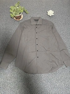 Camicissma Dress Shirt Mens Slim Dark Gray Long Sleeve Button Up 100% Cotton - Picture 1 of 5