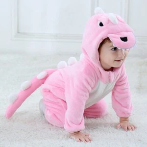 Baby Girls Pink Dinosaur Costume Kigurumi Infant Toddler Winter Pajamas Outfit - Picture 1 of 8