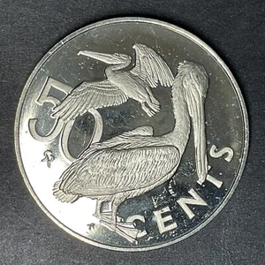 BRITISH VIRGIN ISLANDS 1973 50 CENTS COIN PROOF PELICAN UNC Foreign World Coins - Picture 1 of 2