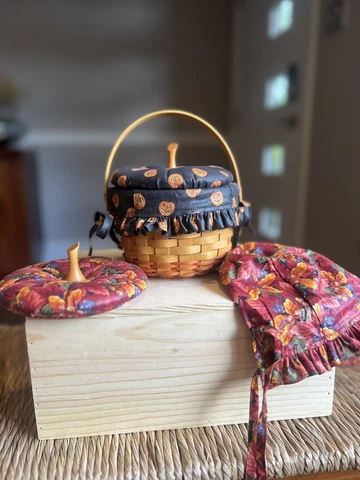Longaberger LEFTY 1997 Halloween Basket Lid & Liner + Fall Lid & Liner!! Cover
