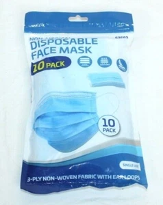 Non-Medical Disposable Face Mask 3-Ply Non-Woven Fabric With Ear Loops 10pk - Picture 1 of 3