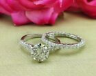 Round Cut Simulated Diamond Wedding Bridal Fancy Ring Sets 14K White Gold Plated