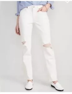 New Old Navy High-Rise OG Straight White Jeans - Size 6 - Picture 1 of 3
