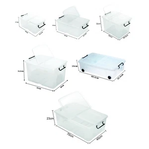 2 x Storemaster Smart Clear Plastic Storage Box with Bi-Folding Lid Home Office - Picture 1 of 28