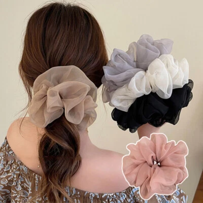 Solid Organza Hair Scrunchies Hair Accessories Thin Chiffon Hair Rope Kids US N - Image 1 of 4