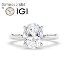 F/Vs1, 3.00 Ct, Solitaire Lab-Grown Oval Diamond Engagement Ring, 950 Platinum