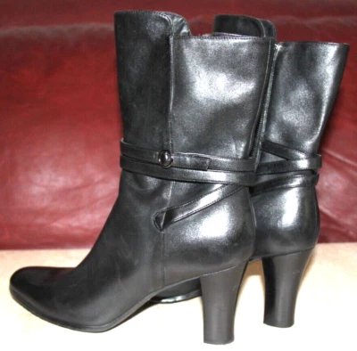 Worthington Sexy Botas de Tacón Alto Media Pantorrilla con Cremallera Cuero Negro para Mujer 7.5 Foto 1 de 4