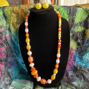 Juego de collar y pendientes de cuentas de verano - 28" joyería multicolor - Imagen 1 de 6