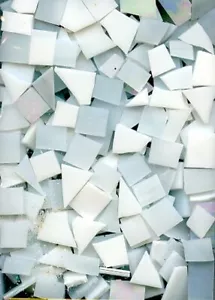 Mosaic Glass: WHITE MIX, 5 ounce Stained Glass Pack (about 100 Hand Cut Pieces) - Picture 1 of 1
