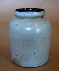 ANTIQUE MIDWESTERN STONEWARE CROCK - INDIANA? - 9" High - damage - Picture 1 of 4