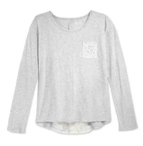 Epic Threads Girls' Lace-Detail Top, Light Gray Heather, Size M - Picture 1 of 2