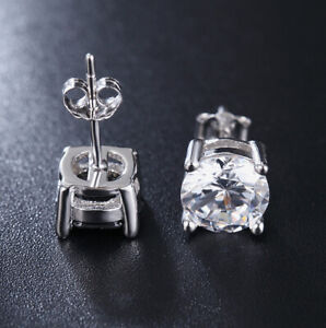 Cool 925 Silver Mens Stud Earrings Studs 5mm Stone Crystal Man Jewelry Earrs