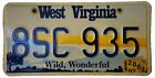 West Virginia Scenic Landscape - Wild, Wonderful 2003 License Plate #8SC 935