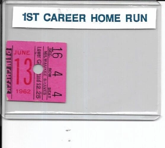 1962 june 13 sandy koufax first home run ever ticket stub dodger baseball rare - Image 1 of 1