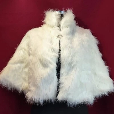 Color crudo, piel sintética, sin mangas, capa, detalle de broche, talla estándar Foto 1 de 2