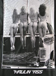 Vintage Haulin Ass in Classy Old Pickup Truck Garage Man Cave Tapestry Banner - Picture 1 of 1