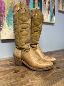 1970 TEXAS COWBOY BOOTS SIZE 6m LASSO EMBROIDERED CIRCULAR PULL CUTOUTS - Bild 1 von 7